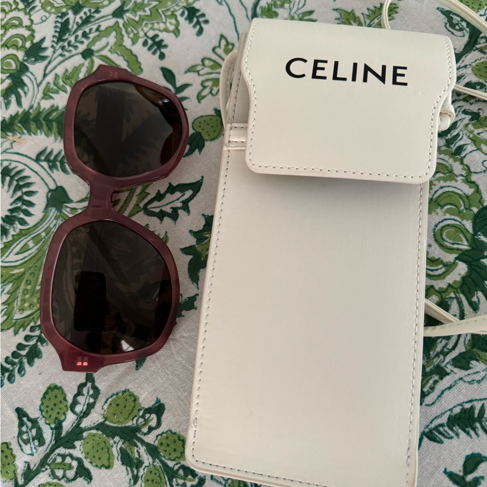 Celine Triomphe CL50134I Rose Sunglasses, Square Full Rim with Gold Logo - rare